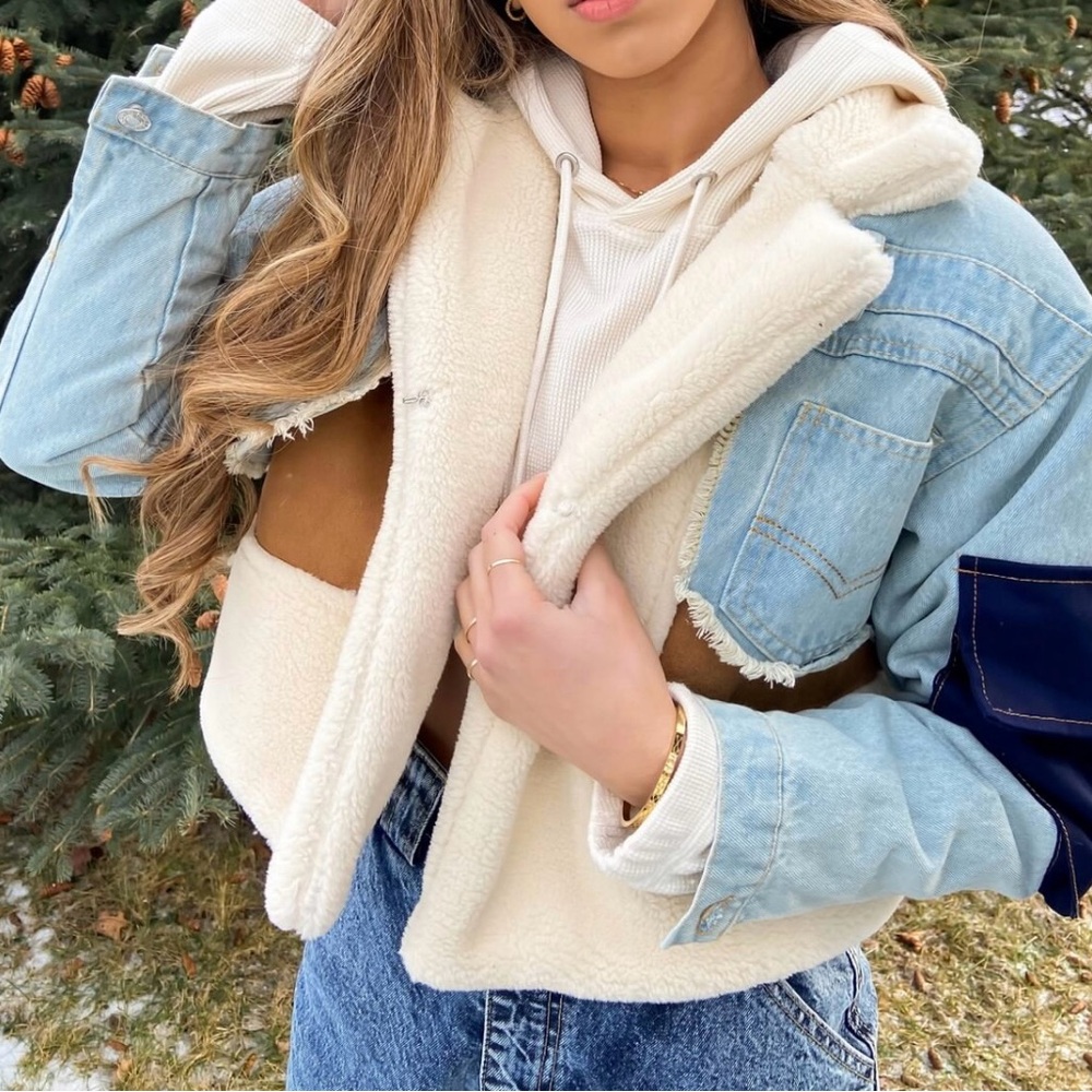 Lamb Denim Patchwork Coat